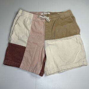 PacSun Volley Corduroy Shorts Mens small Neapolitan Patchwork Drawstring Casual